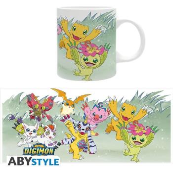 DIGIMON - Tasse "Digis"  Agumon, Palmon, Gabumon, Gatomon, Patomon, Biyomon, Gomamon, Tentomon sind bei Ihren täglichen Abenteuern immer dabei. Denken Sie mit Nostalgie an diese Kultszene des Animes mit dieser Digimon Tasse!